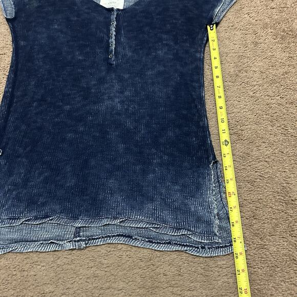 We The Free Free People Cap Sleeve Denim Colored Sheer Top XS - Picture 3 of 7